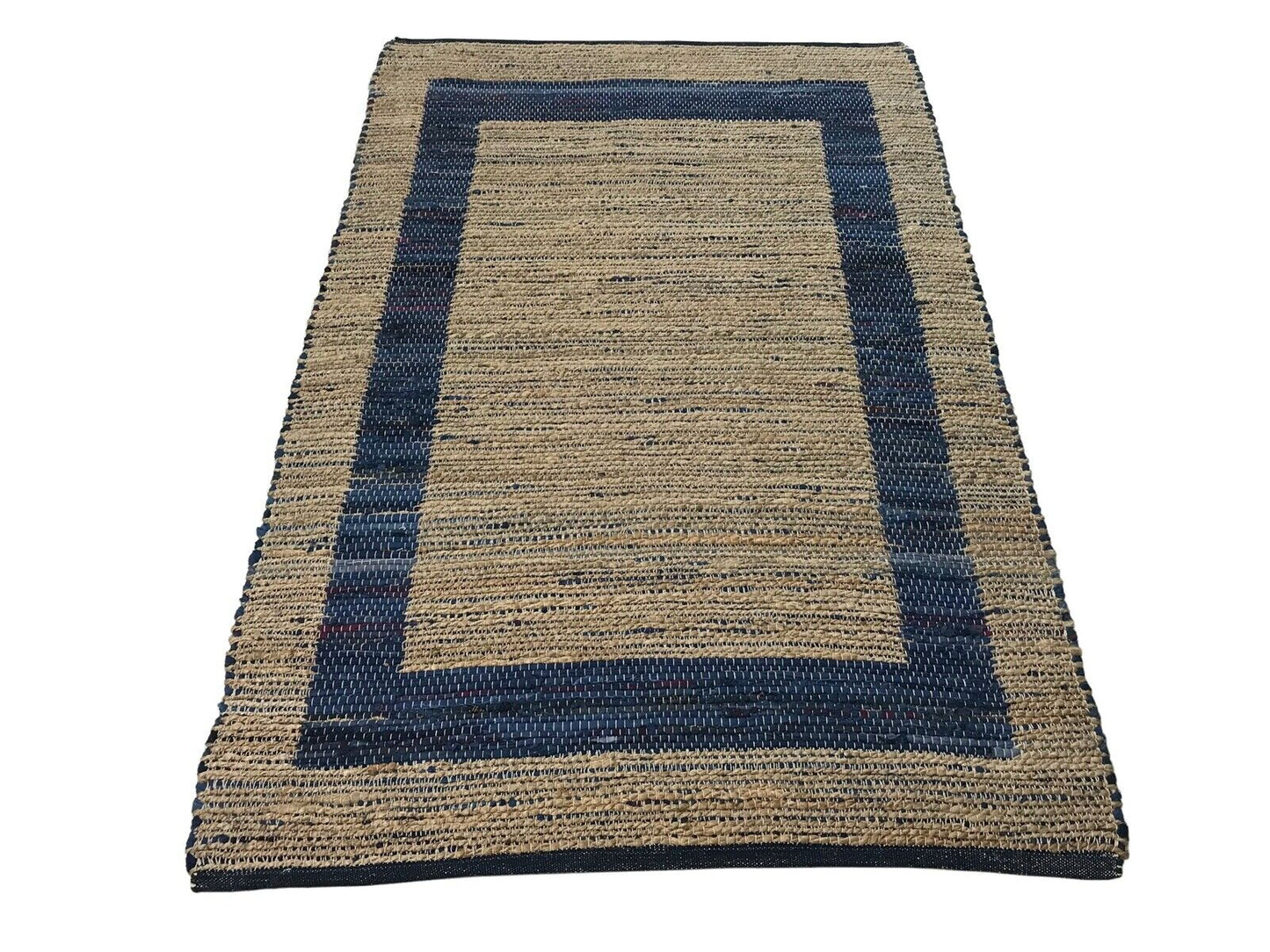 Kilim Teppich 90x160 cm Chindi Durry Dhurrie Baumwolle Jute Beidseitig Nutzbar