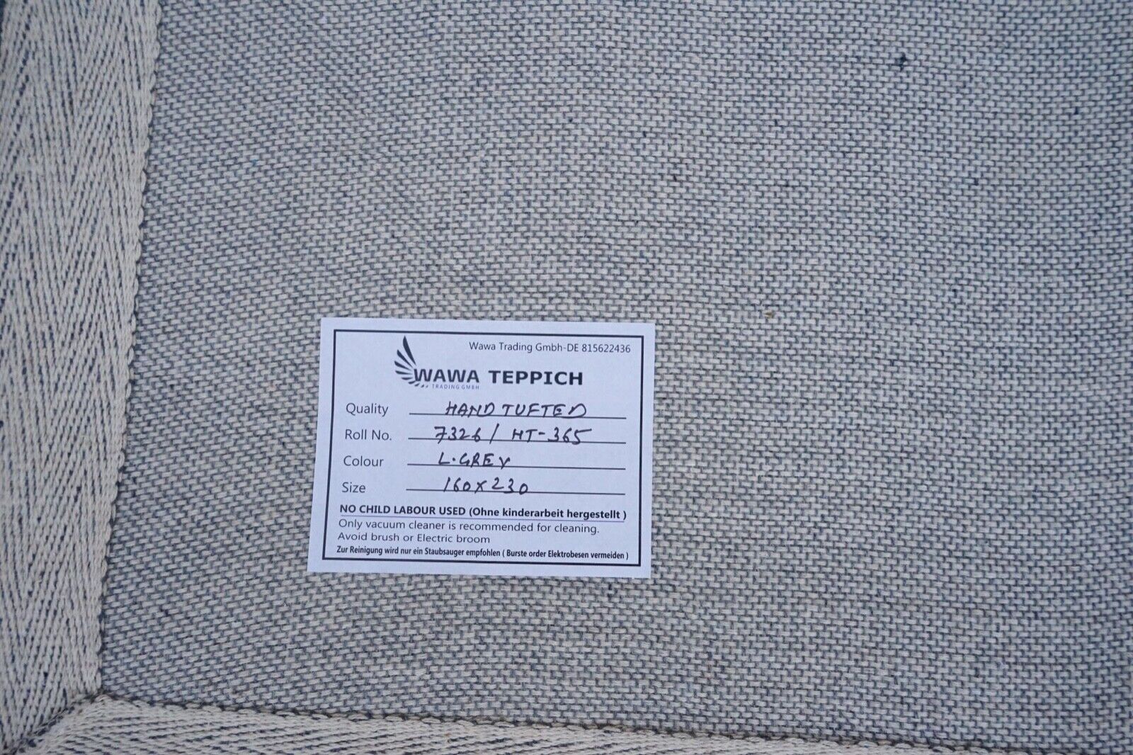 Teppich 100% Wolle Beige Grau 160X230 cm Orientteppich Handgetuftet HT365u