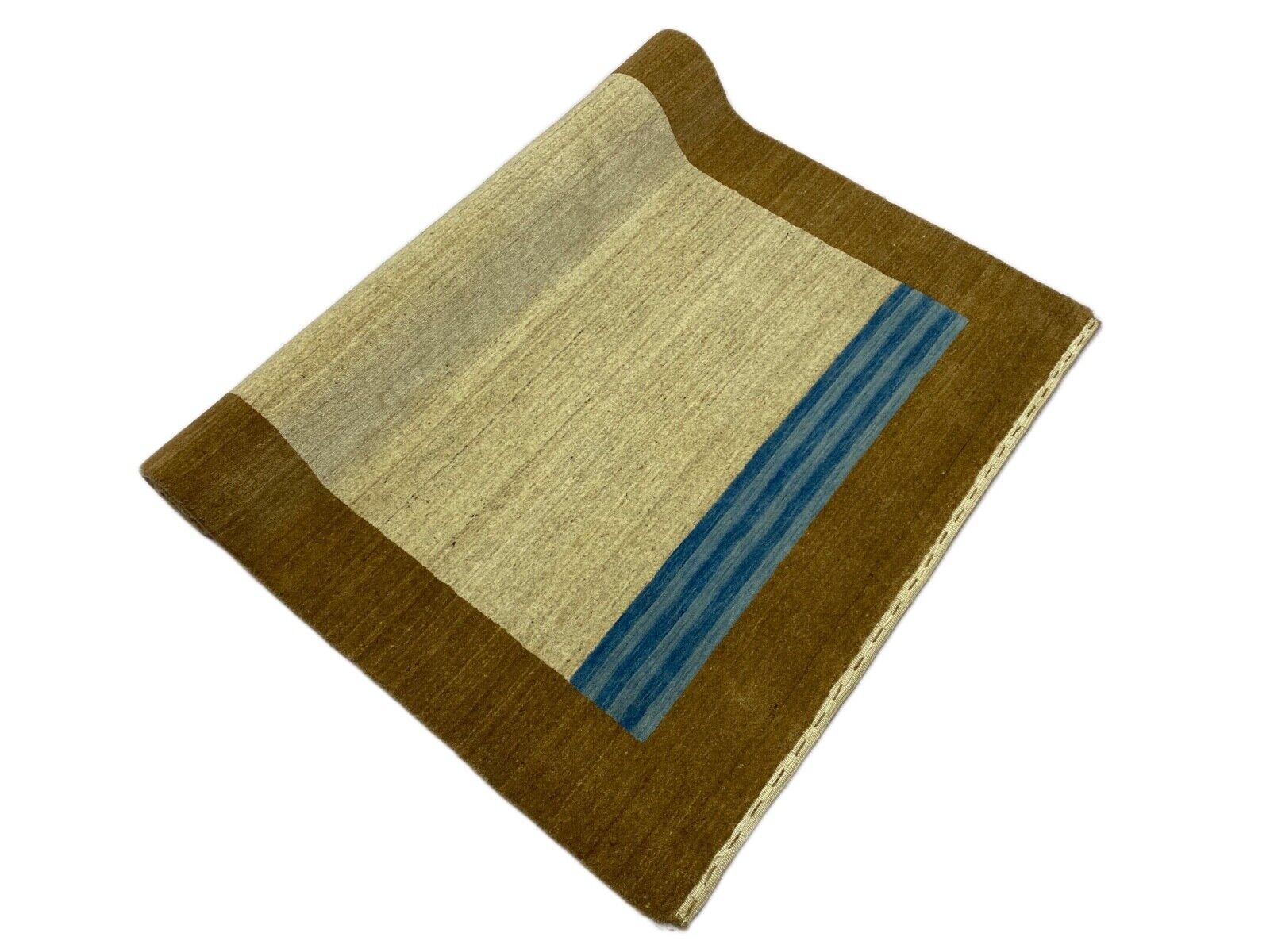 Gabbeh Teppich 100% Wolle Braun Beige loom lori Handgewebt 120x180 cm S5