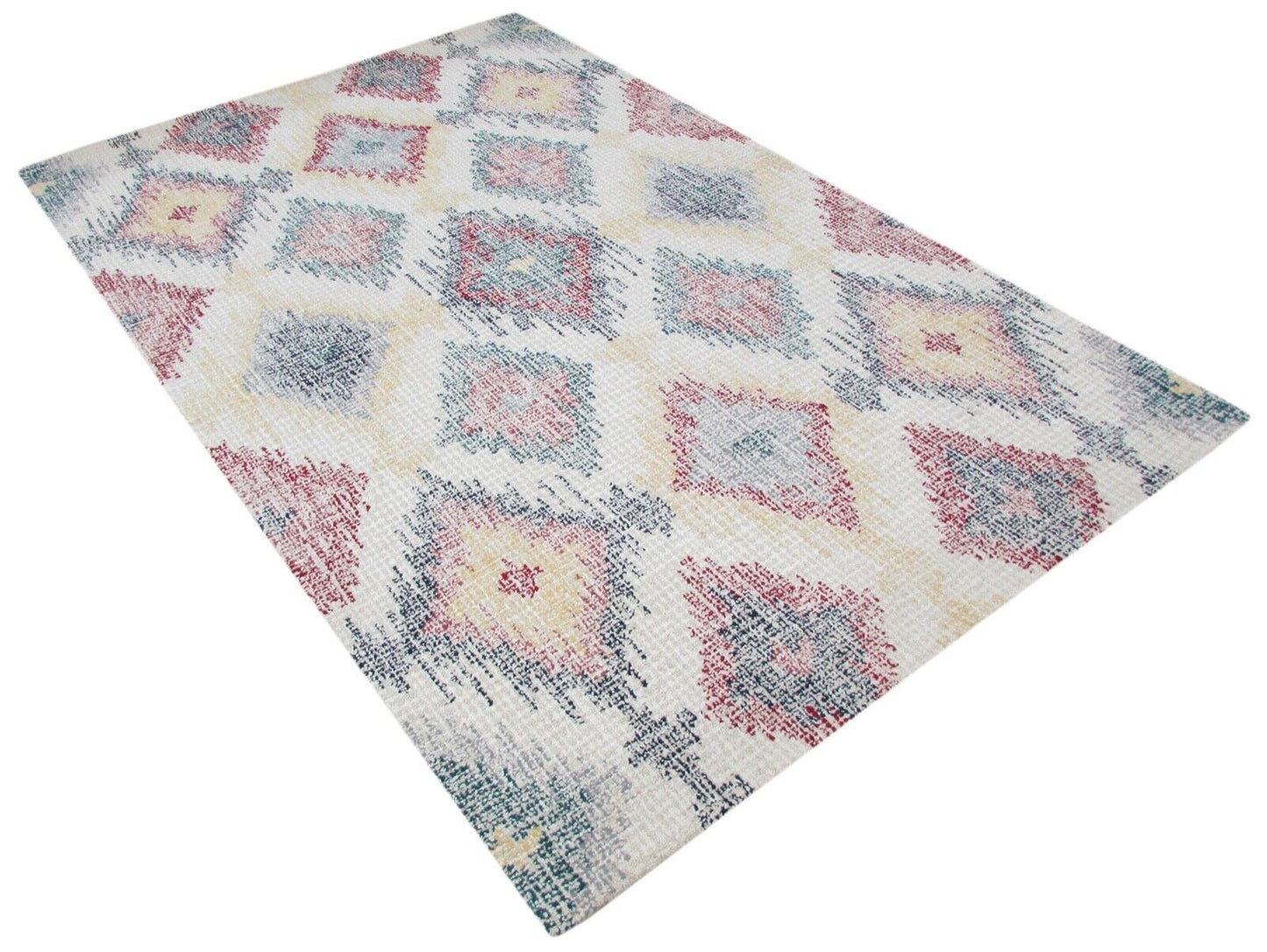 Beige Teppich 100% Wolle 150X240 cm Grau Handarbeit Handgetuftet T806