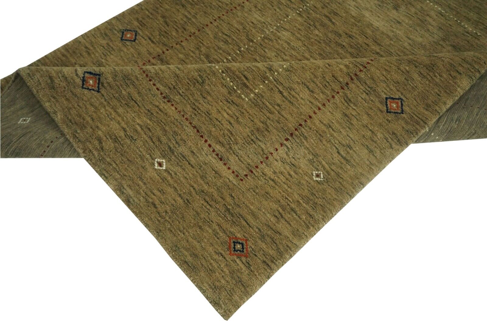 Gabbeh Teppich Dunkel Beige 100% Wolle 140x200 cm Orientteppich Handgewebt Lr677