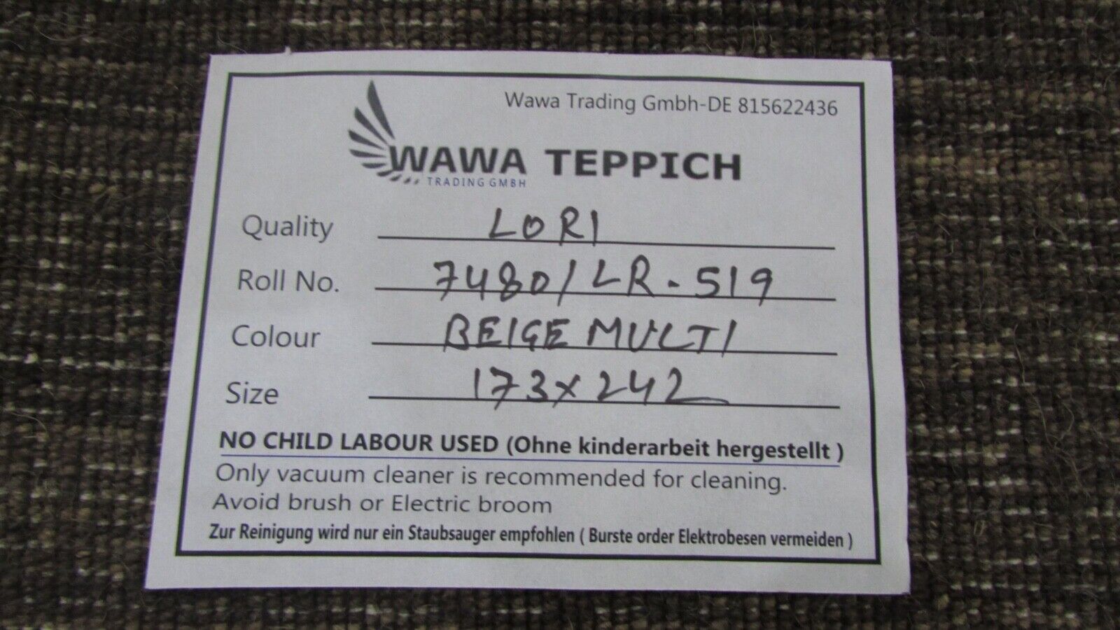 Gabbeh Teppich Beige 100% Wolle 170x240 cm Handgewebt Orientteppich Lr515