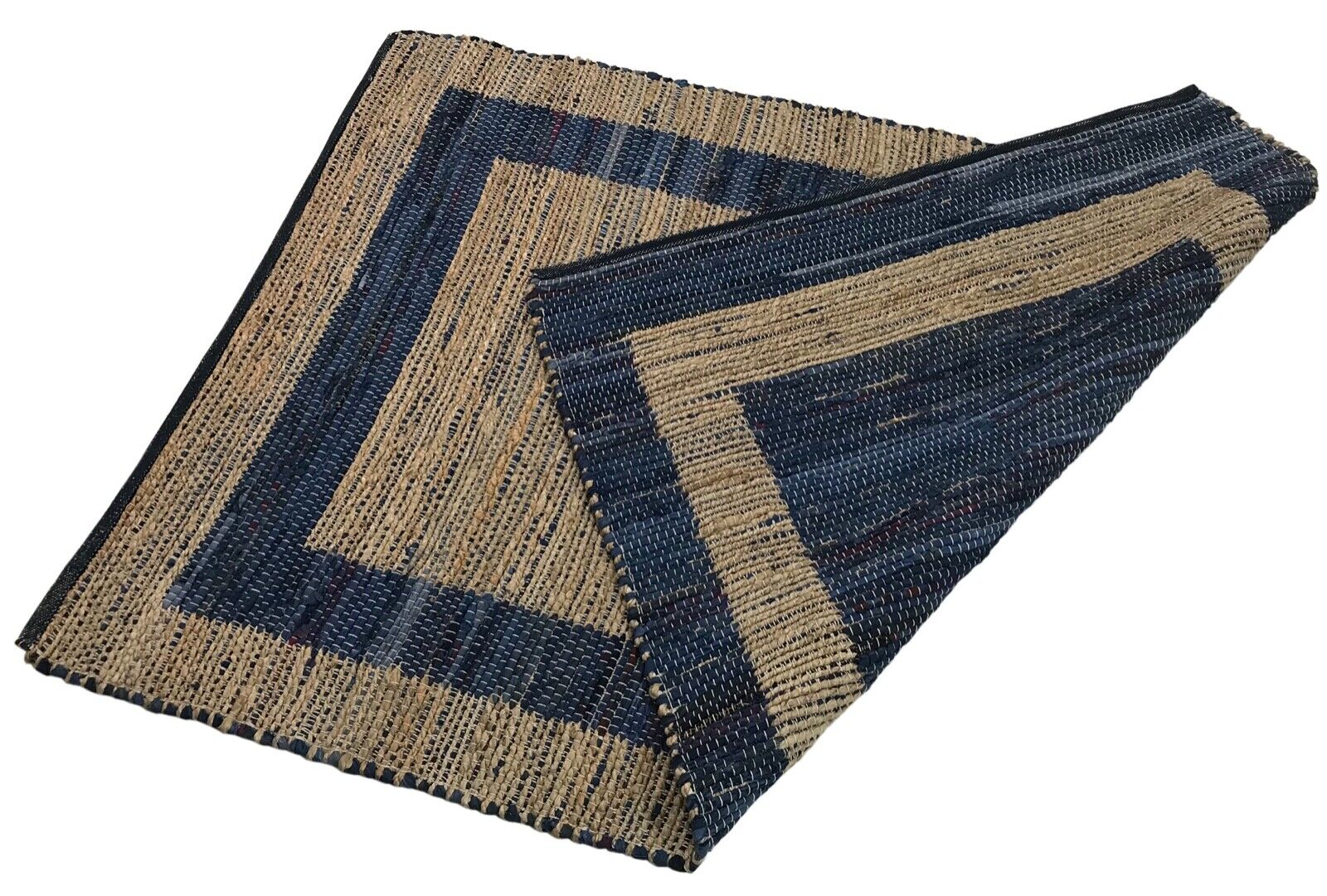 Kilim Teppich 90x160 cm Chindi Durry Dhurrie Baumwolle Jute Beidseitig Nutzbar