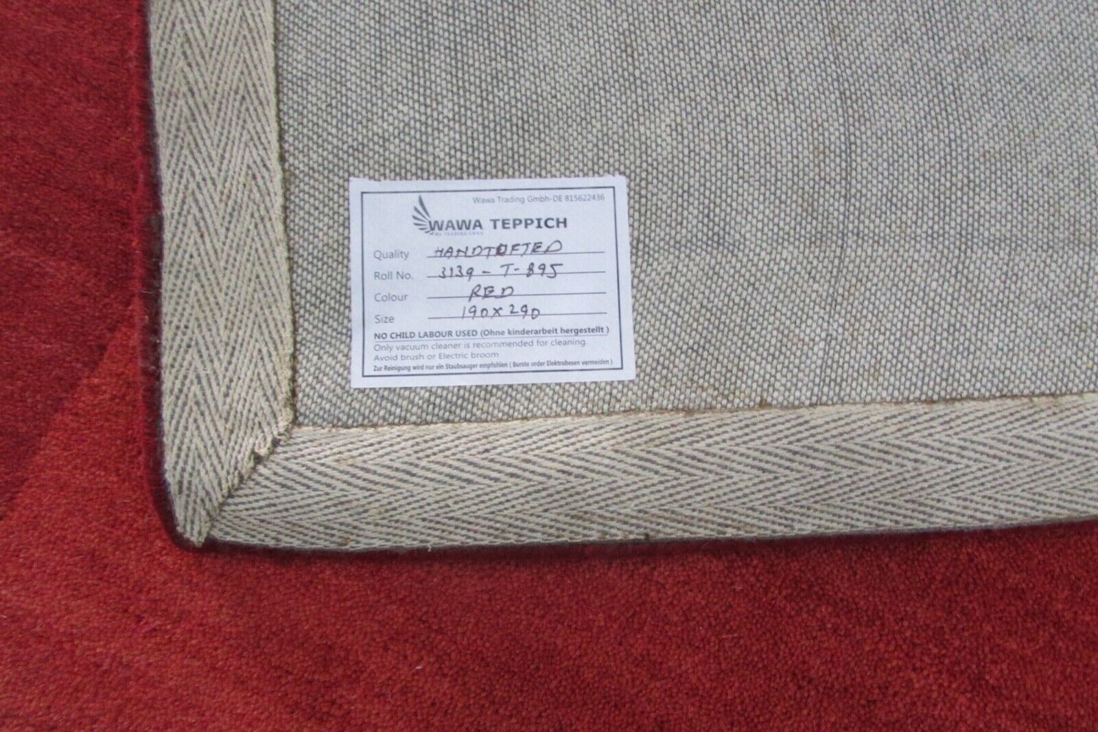 Rot Orange Teppich  100% Wolle Handgetuftete 190X290 CM Designer T895