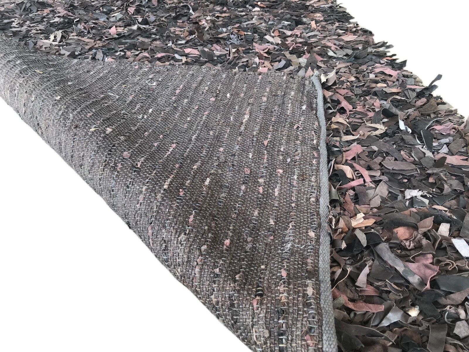 Echt Leder Shaggy Braun Teppich Exklusiver Design Vintage WILD WEST 130x180cm