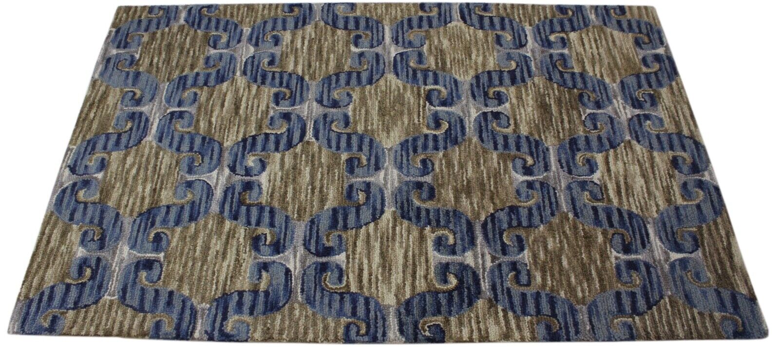 Blau Braun Teppich 100% Wolle Orientteppich 150X240 cm Handgetuftet MH848