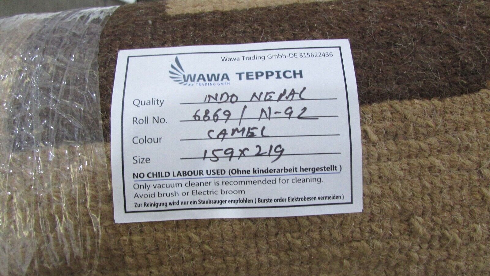 Nepal Teppich Handgeknüpft Kamel beige 100% Wolle Orientteppich 159x219 cm N-92