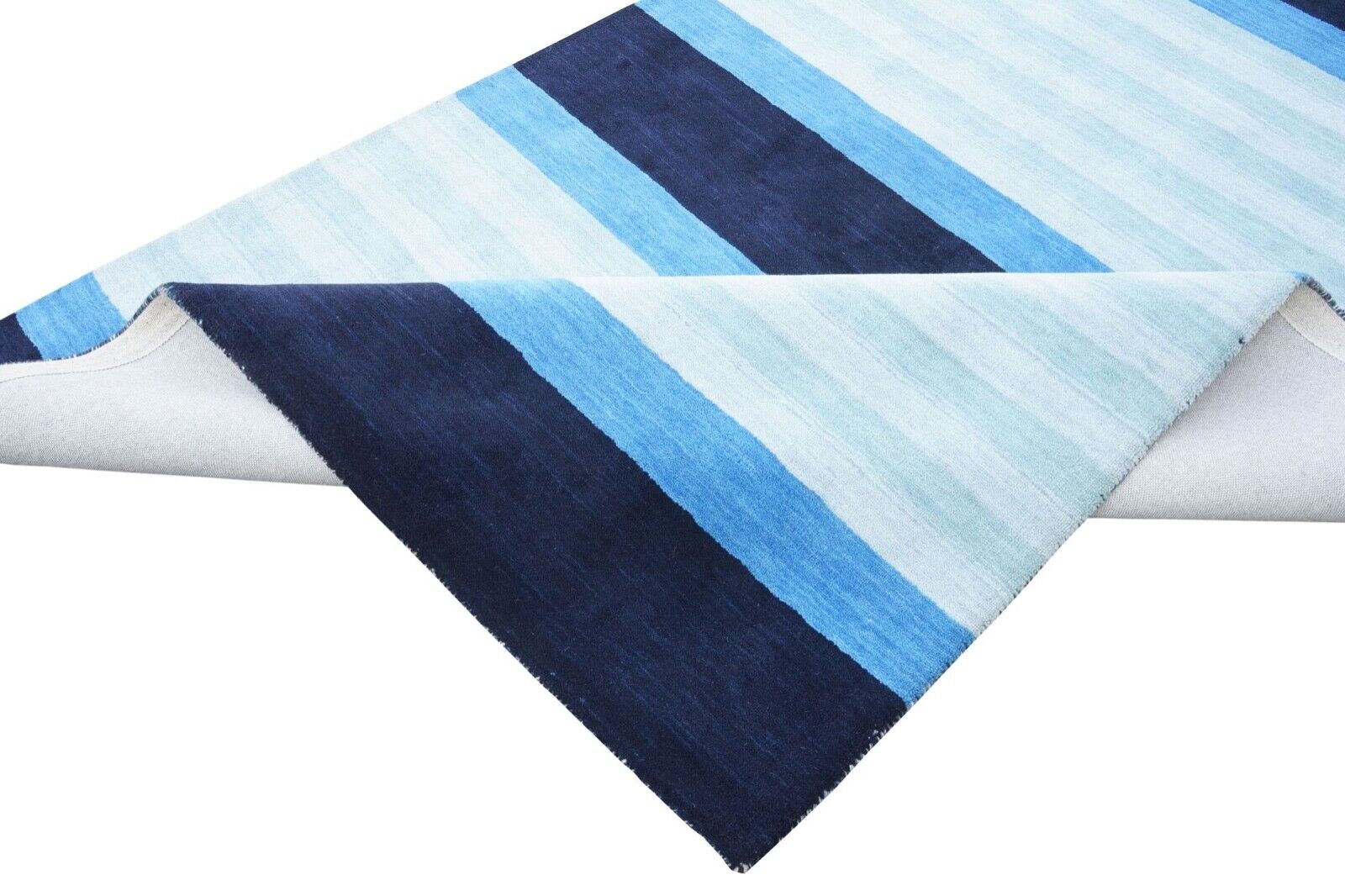 Blau Teppich 100% Wolle 160X230 cm Beige Orientteppich Handgetuftet HT271