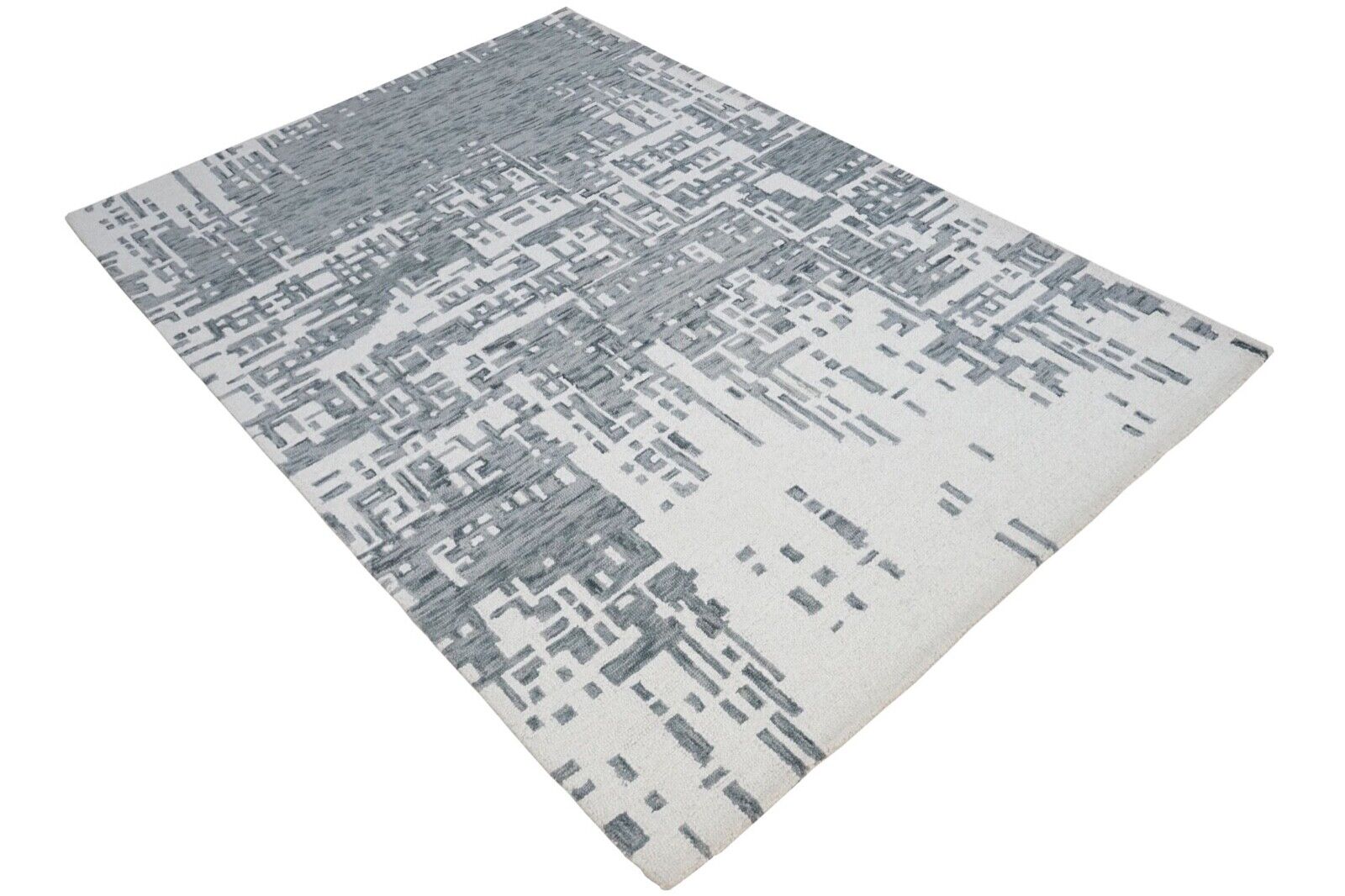 Teppich 100% Wolle Grau Beige 160X230 cm Orientteppich Handgetuftet HT308