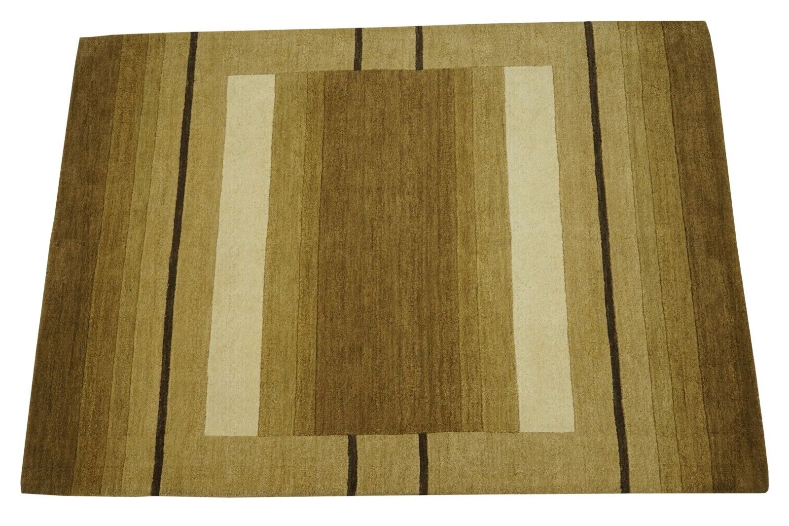 140X200 cm Teppich 100% Wolle Braun Gold Beige Orientteppich Handgetuftet HT584