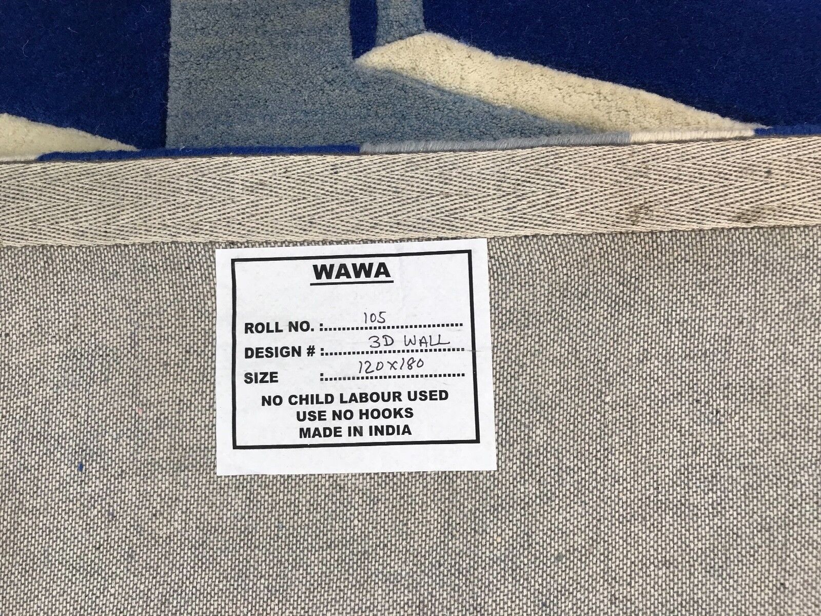 Tapis design 120x180 cm, fait main, 100% laine, tufté à la main, effet 3D