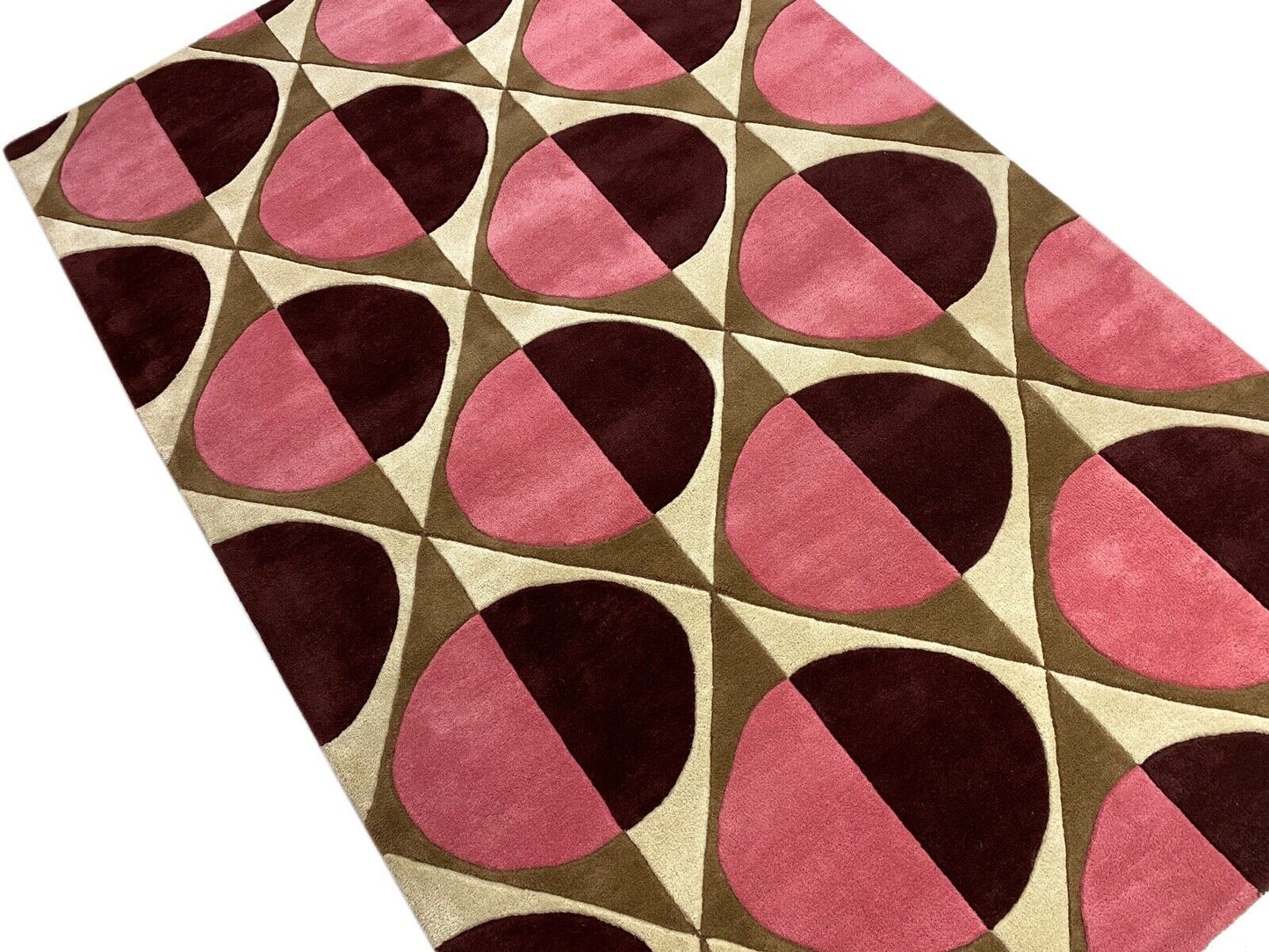 Orientteppich Rosa Schwarz Beige 100% Wolle Teppich Handgetuftet 150X240 CM D129