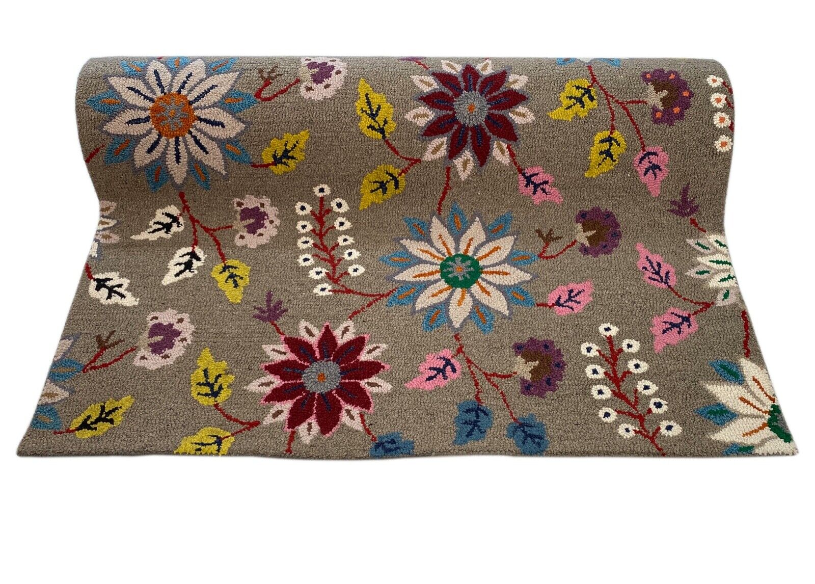 Designer Teppich Grau Gelb 100% Wolle Handarbeit Orient 150X240 CM MH933