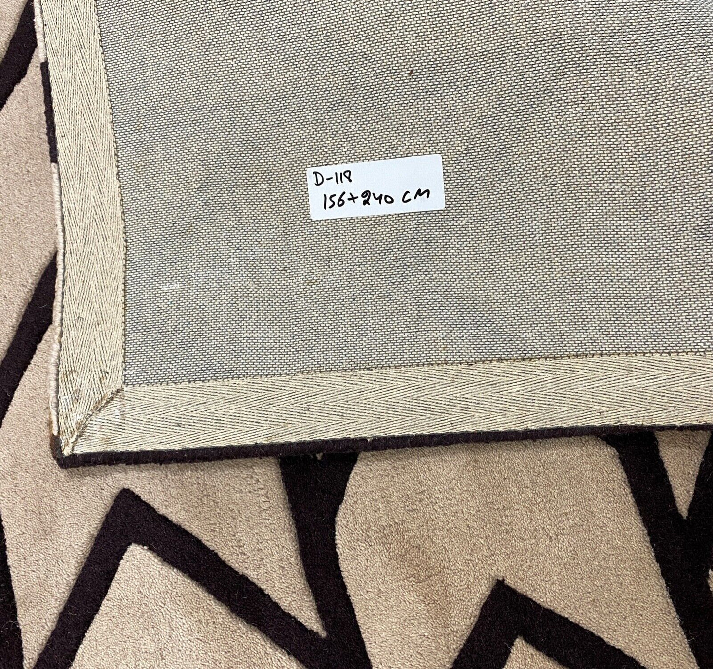 Orientteppich Schwarz Beige 100% Wolle Teppich Handgetuftet 150X240 CM D118