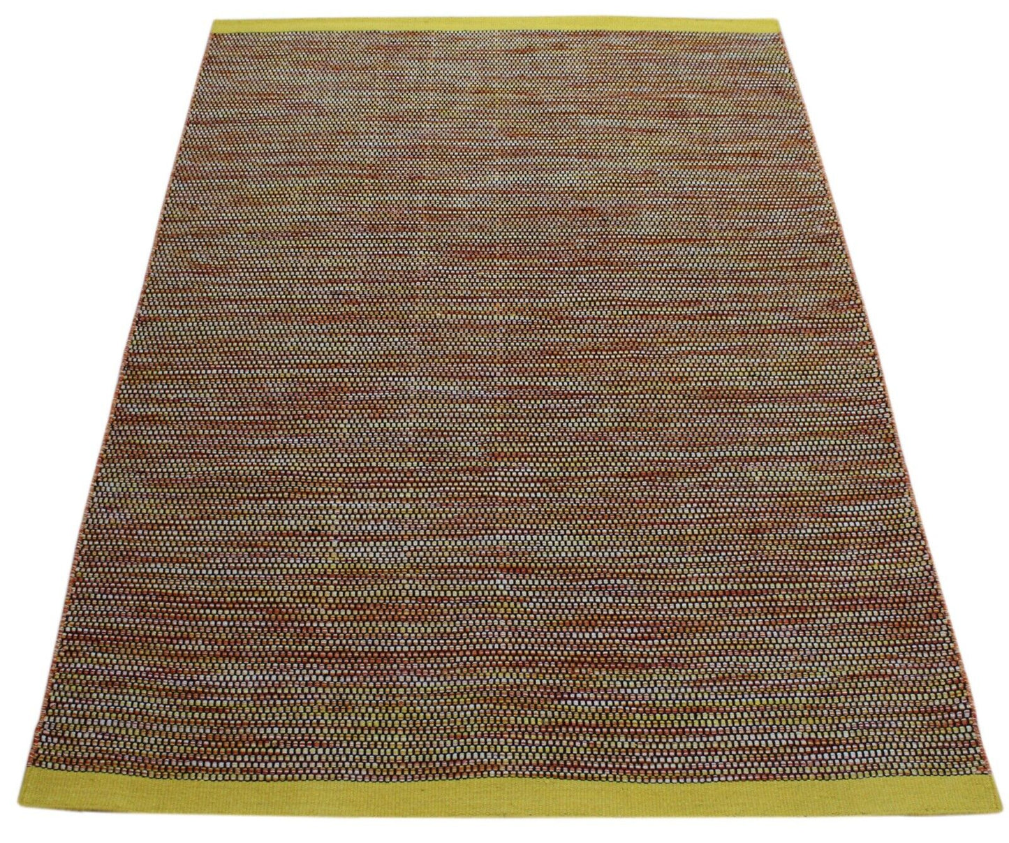 Gold Wohnzimmer 100% wolle Teppich Orange Gelb Flachgewebe 170x240 cm Kilim
