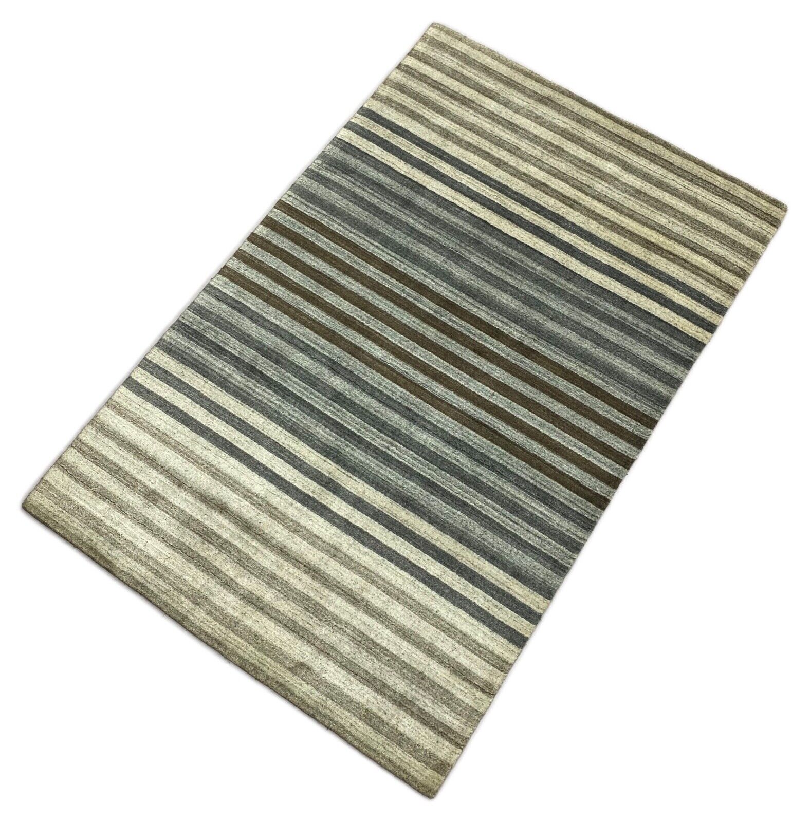 Teppich 100% Wolle Grau Silber Braun loom lori Handgewebt 120x180 cm dp Garn S45