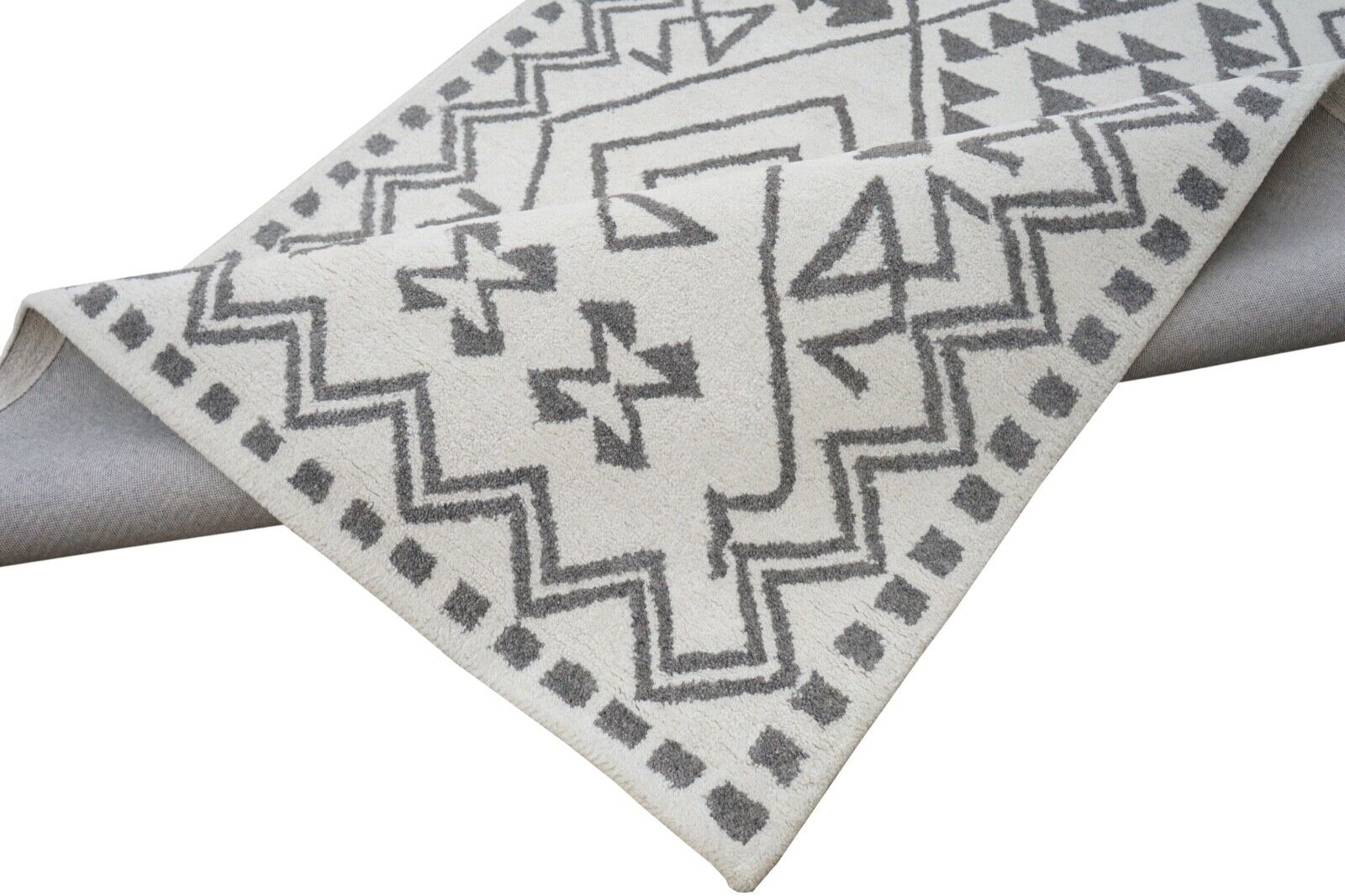 Biege Grau Teppich 100% Wolle 160X230 cm Orientteppich Handgetuftet HT269