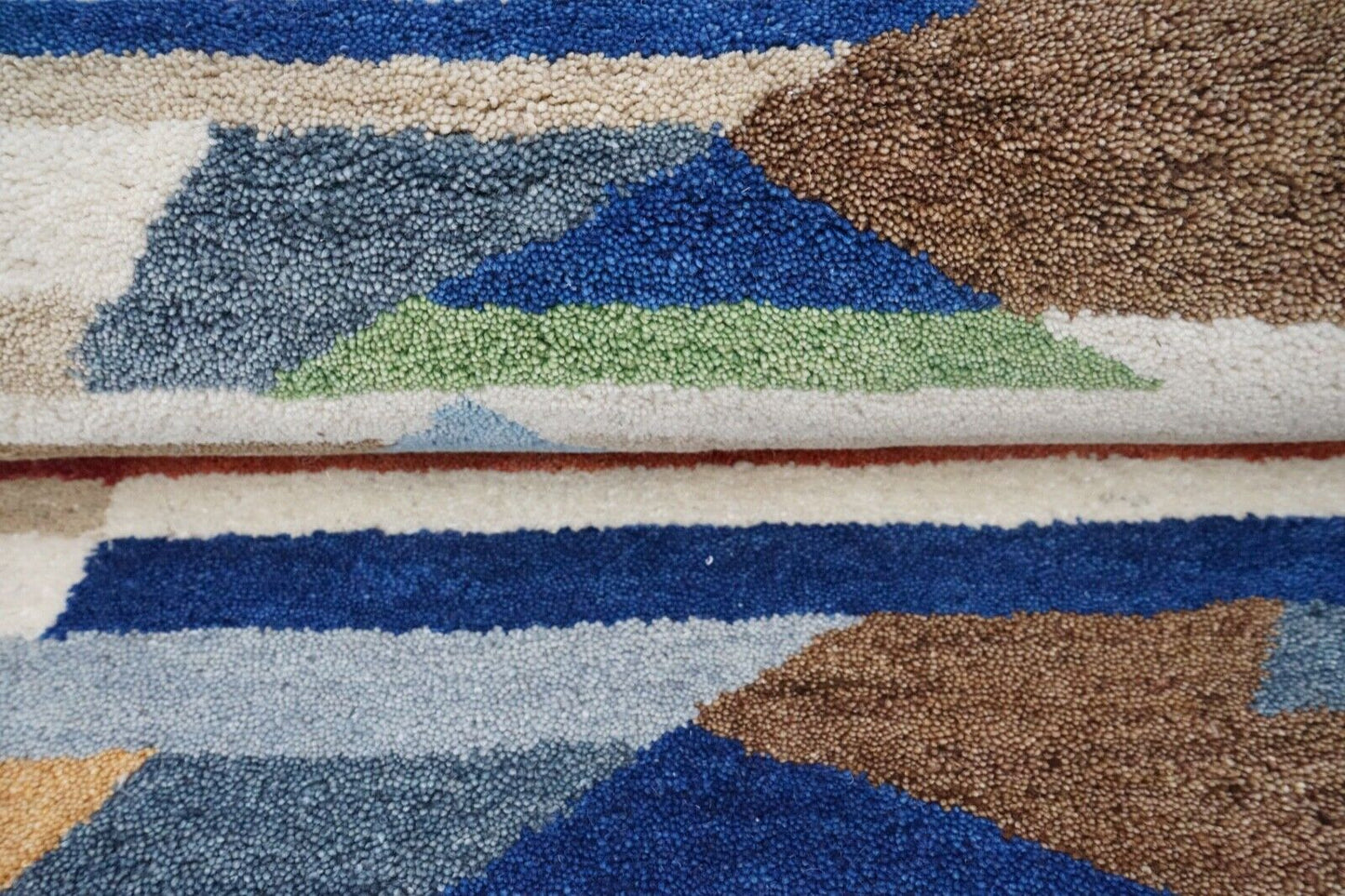 Bunt Teppich 100% Wolle 160X230 cm Blau Orange Orientteppich Handgetuftet HT415