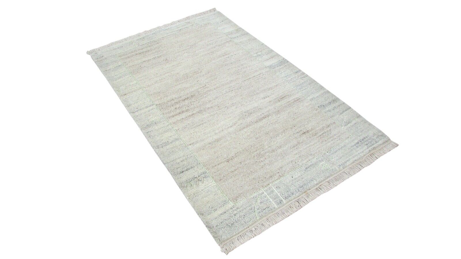 Tappeto Nepal, annodato a mano, grigio beige, 100% lana, tappeto orientale, 97x155 cm, N-109