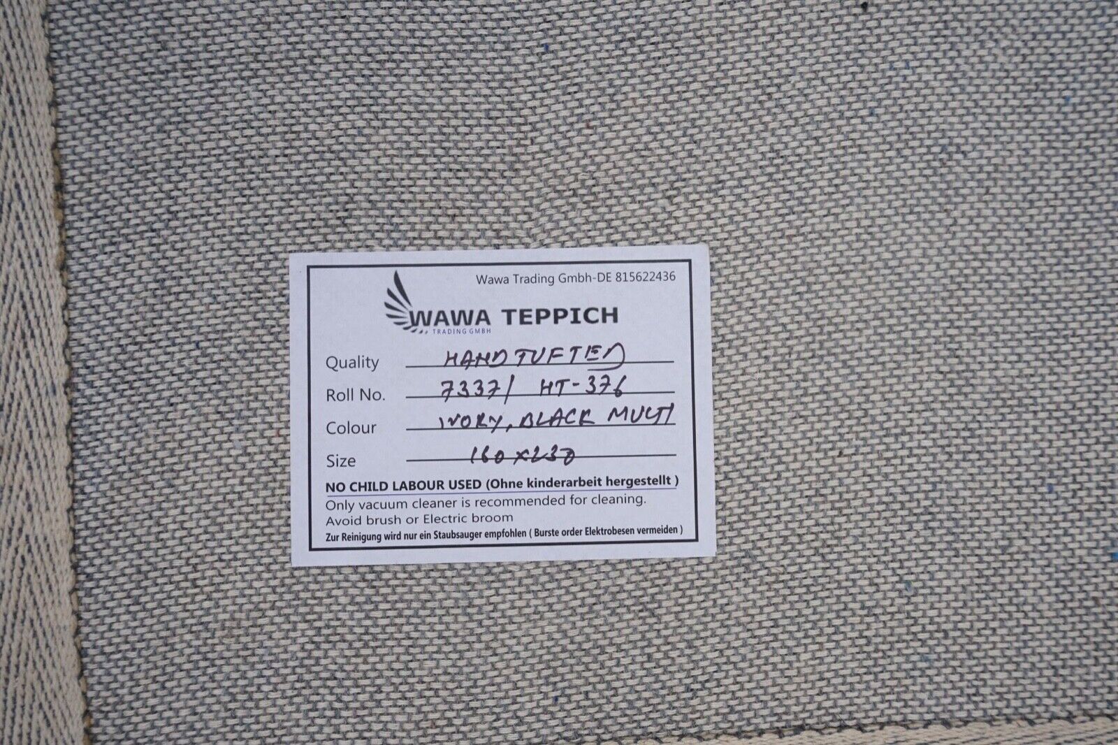 Biege Blau 160X230 cm Teppich 100% Wolle Orientteppich Handgetuftet HT376