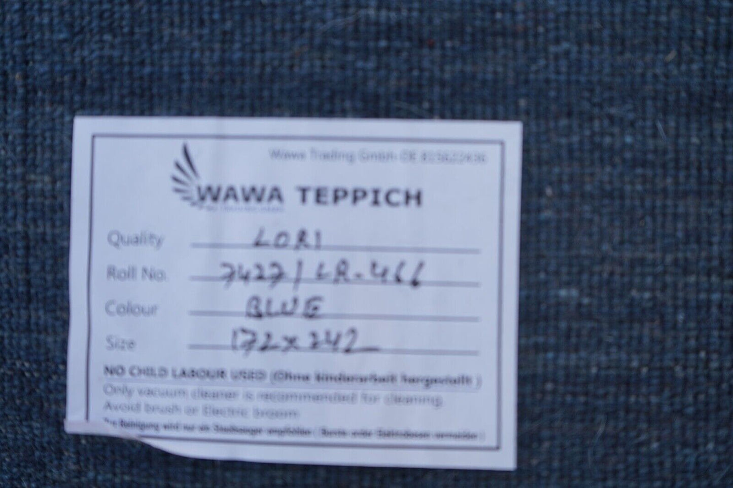 Blau Gabbeh Teppich 100% Wolle 170x240 cm Orientteppich Handgewebt Lr466