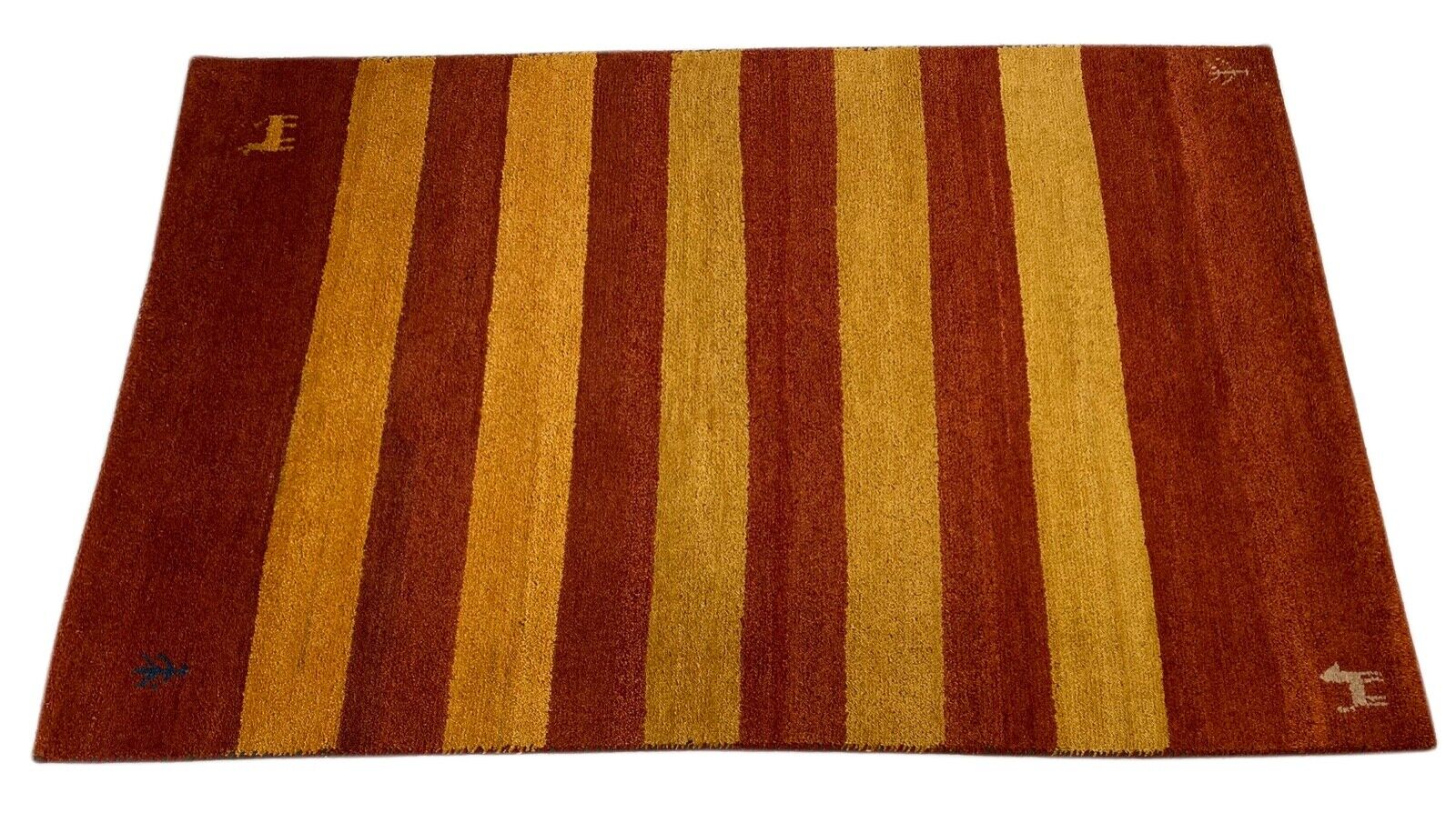 Gabbeh Teppich 120x180 cm Handgeknüpft Rot Gold Orientteppich 100% Wolle R150