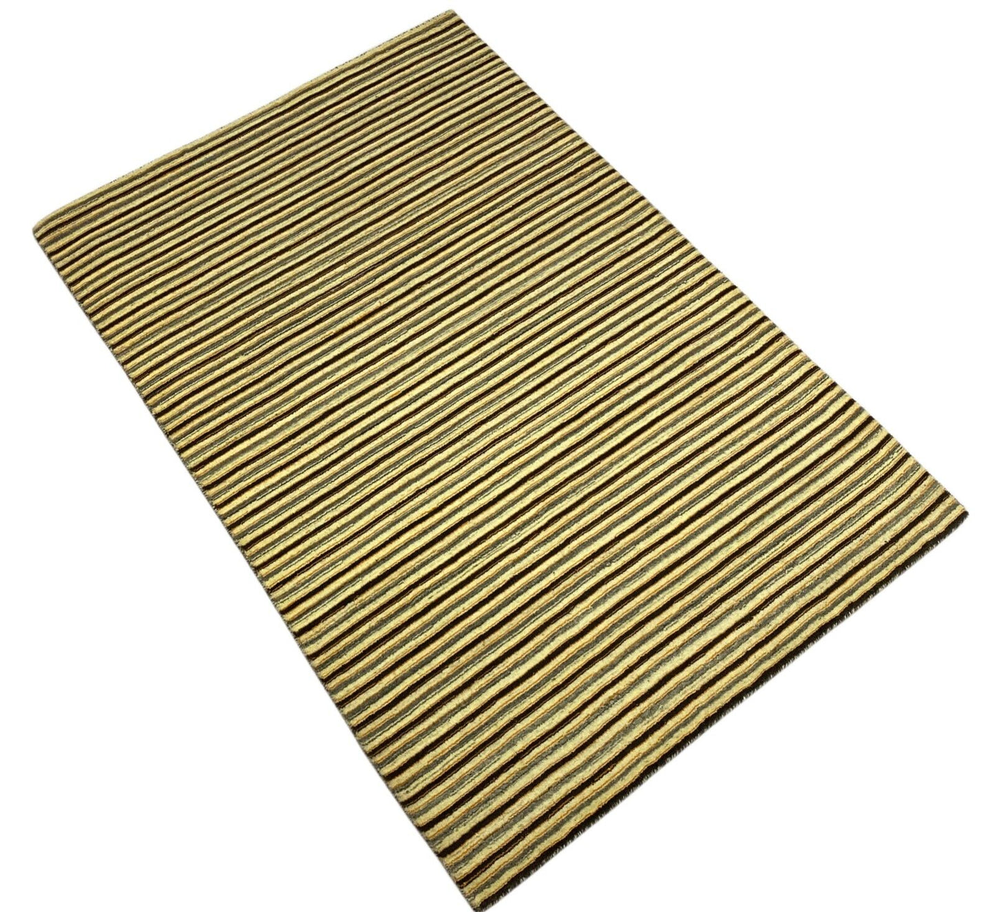 Gabbeh Teppich 100% Wolle Grau Beige loom lori Handgewebt 125x180 cm S155