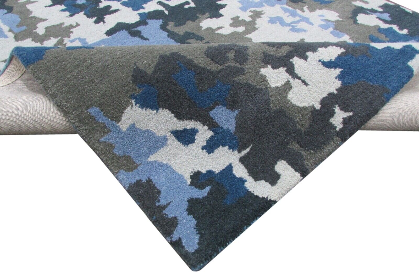 蓝米灰地毯 100%羊毛 160x230厘米 现代手工簇绒 T905 