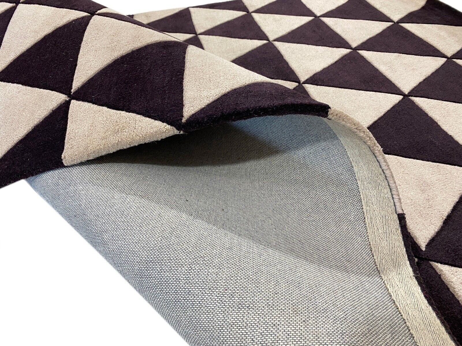 Schwarz Beige Teppich 100% Wolle Orientteppich Handgetuftet 155X245 CM D-123