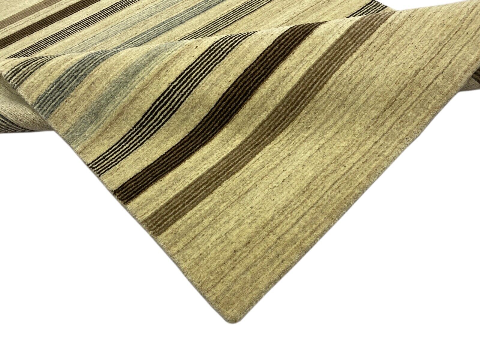 Teppich Gabbeh Beige Grau Braun 100% Wolle lori Handgewebt 125x187 cm S127