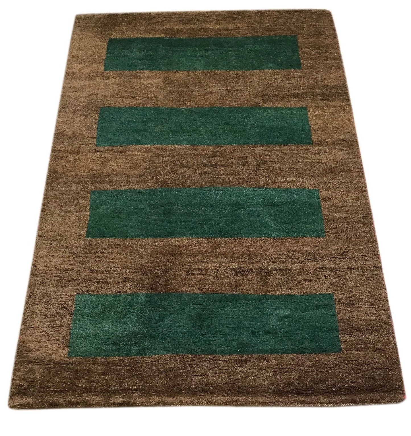 Gabbeh Teppich Handgeknüpft 120x175 cm 100% Wolle Orientteppich Grün Braun G112