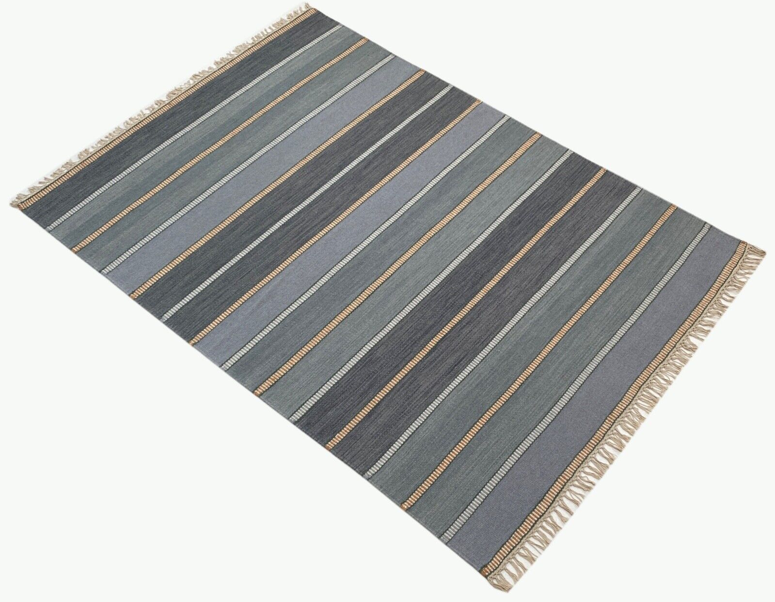 Handgewebt Mint Grün Grau Kilim Teppich 100% Wolle Durry Kelim 140x200 CM k500