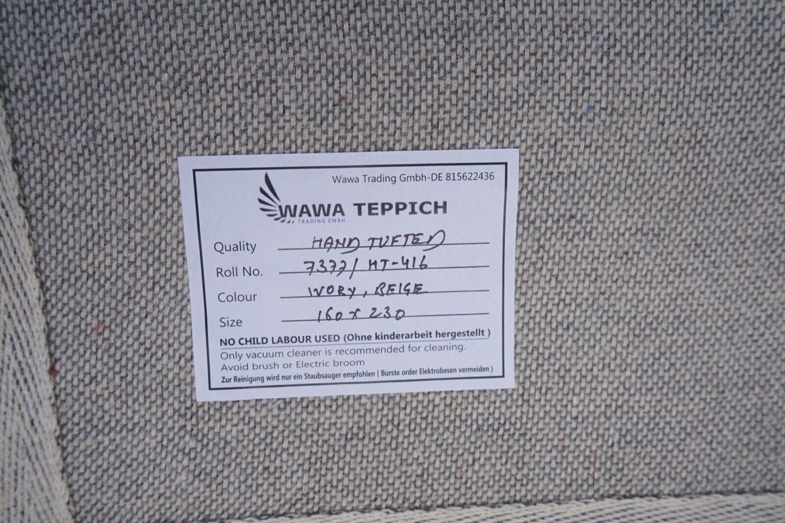 Beige Braun Grau Teppich 100% Wolle 160X230 cm Orientteppich Handgetuftet HT416