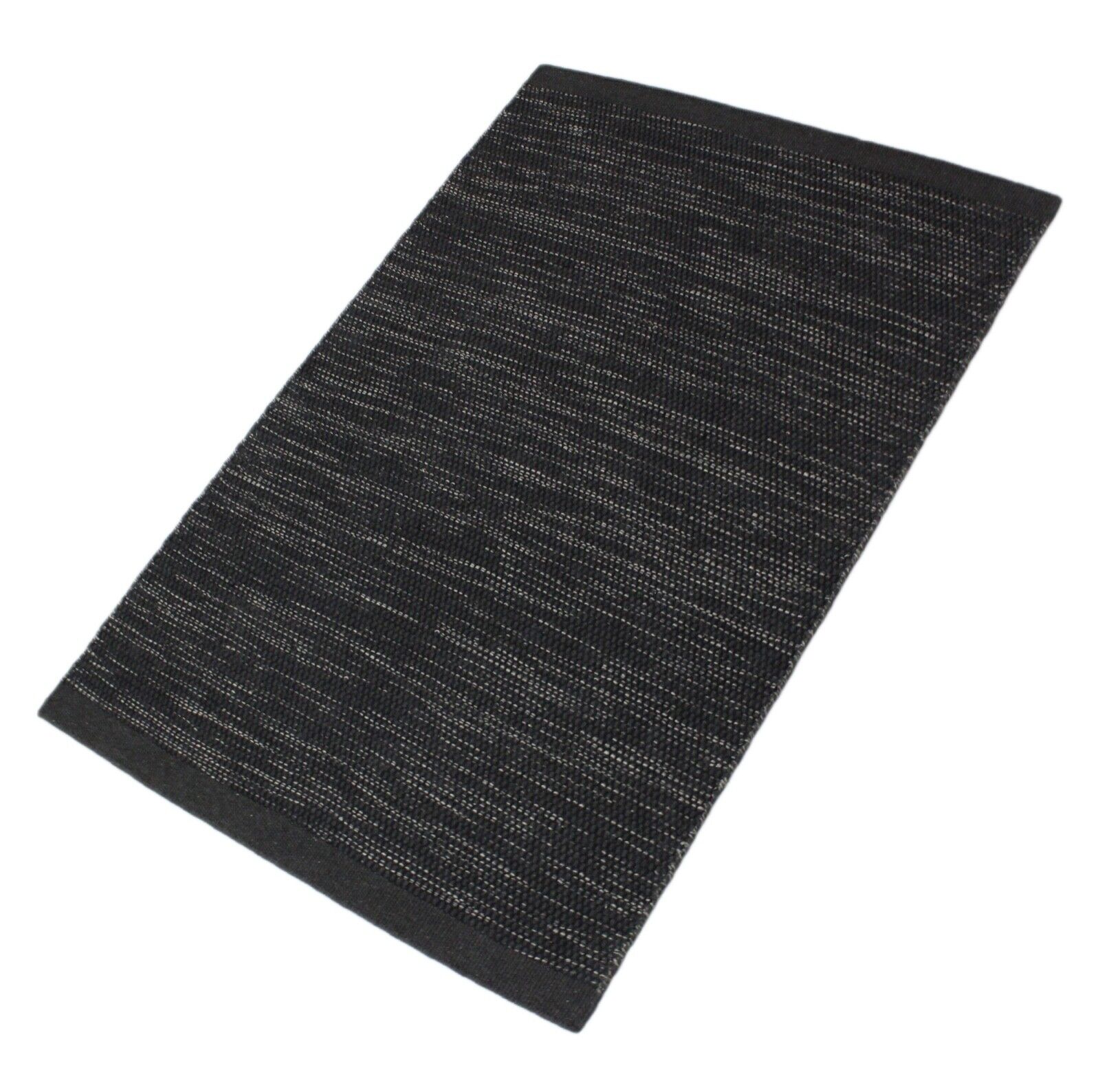 Anthrazit 100% wolle Teppich Flachgewebe 120x180 cm Kilim  Schwarz Handgewebt