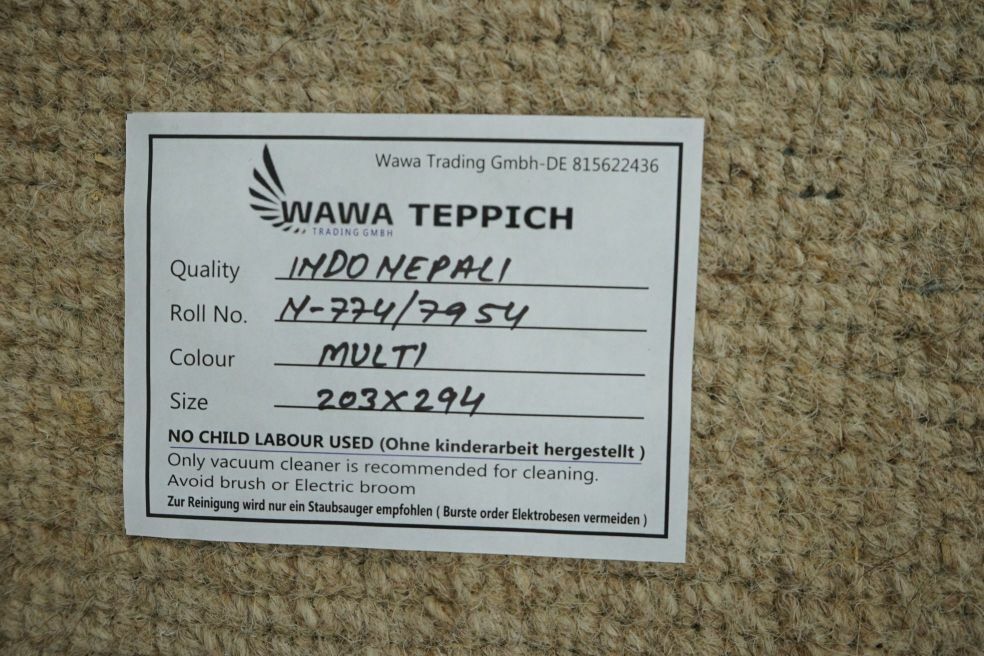 Tappeto Nepalese Beige Marrone Annodato a Mano Tappeto Orientale 100% Lana 200X300 cm N774