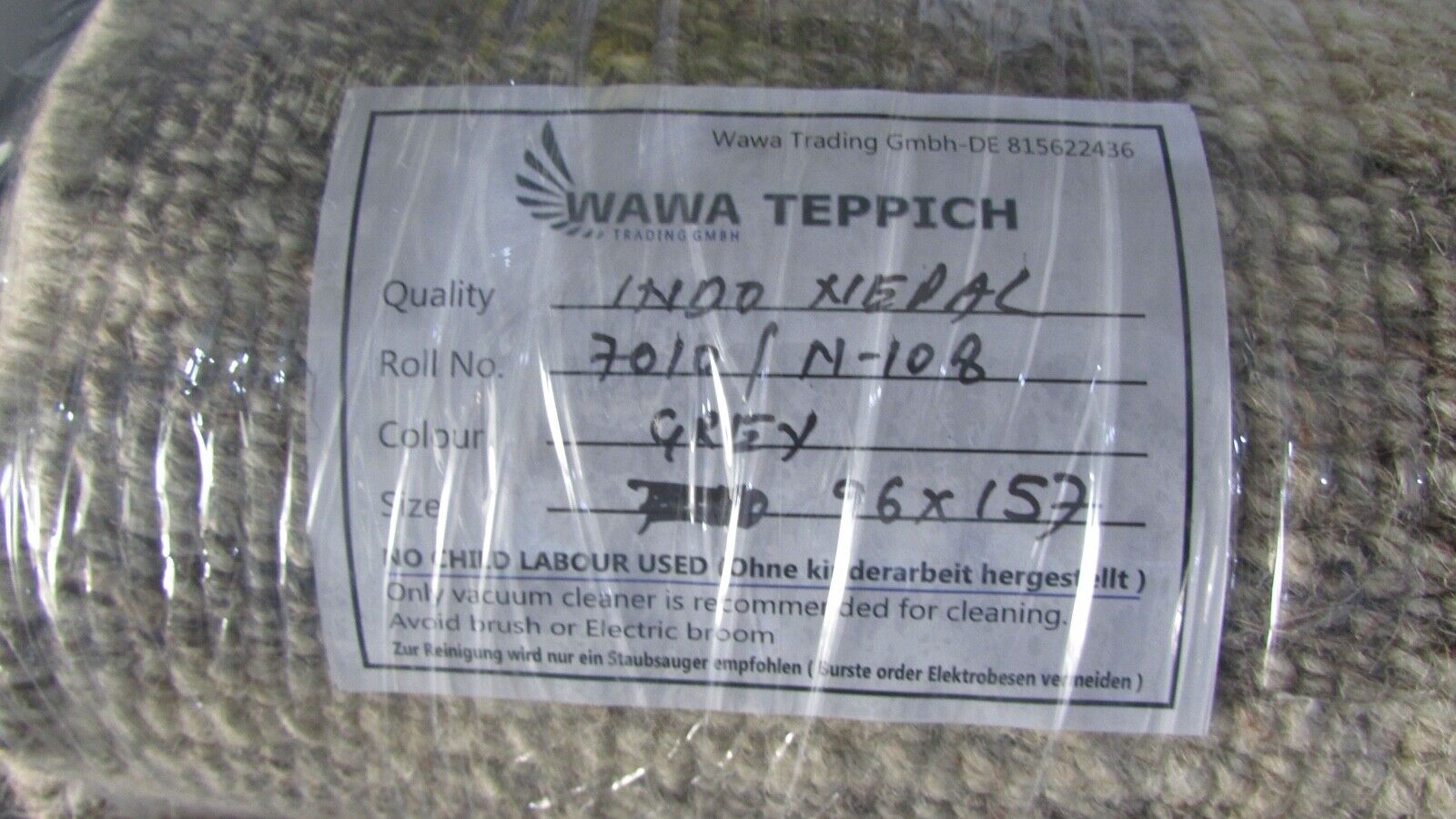 Nepal Teppich Handgeknüpft Grau Beige 100% Wolle Orientteppich 96x157 cm N-108