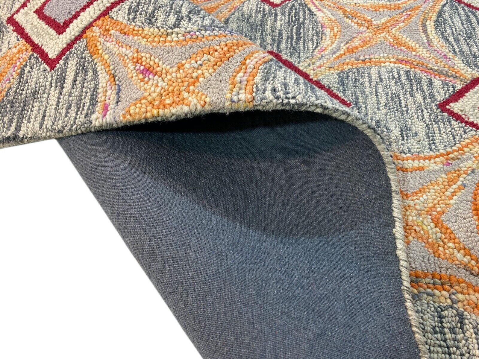 Designer Teppich Orange Beige Rot Grau 100% Wolle Handarbeit 150X240 CM MH925