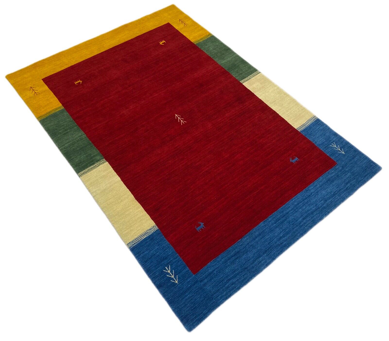 Preproga Gabbeh 100 % volna 170 x 240 cm rdeče zlato bež ročno tkana orientalska preproga