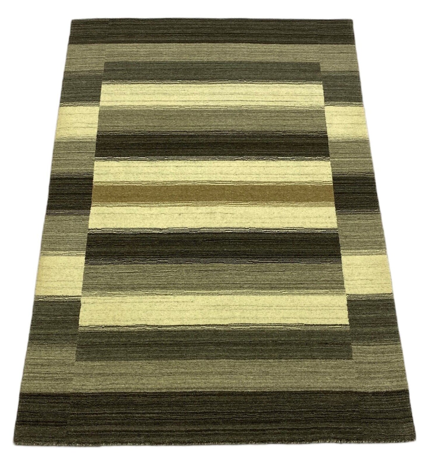 Gabbeh Teppich 100% Wolle Grau Braun Beige loom lori Handgewebt 125x180 cm S4
