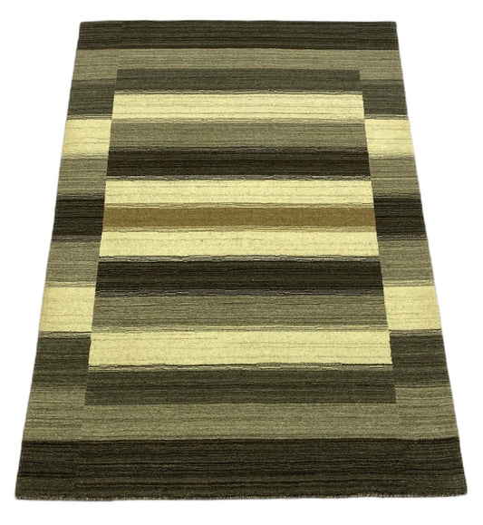 Gabbeh Teppich 100% Wolle Grau Braun Beige loom lori Handgewebt 125x180 cm S4