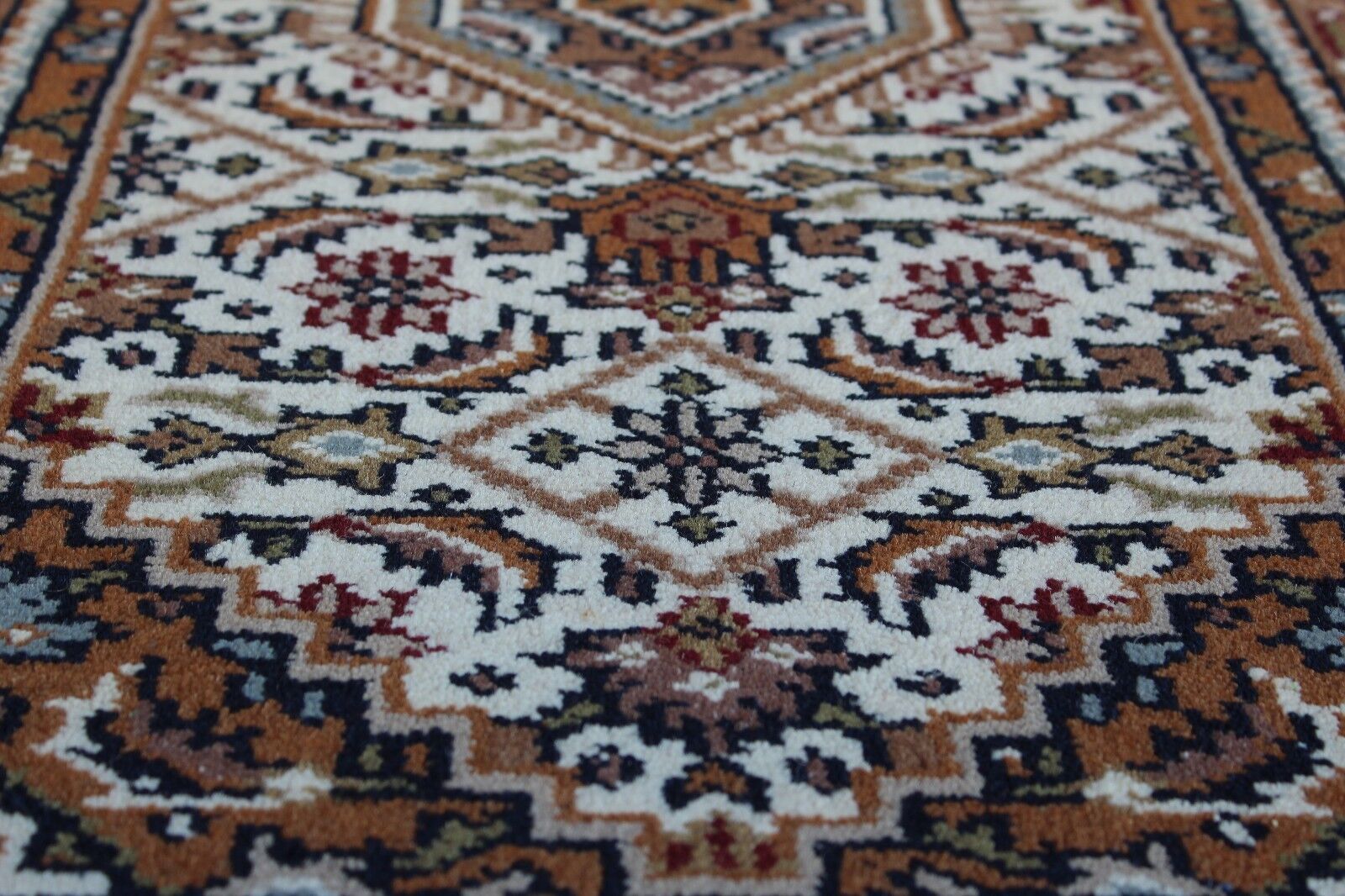 Tappeto orientale 70x140 cm, annodato a mano, 100% lana, marrone/crema, tappeto Bidjar