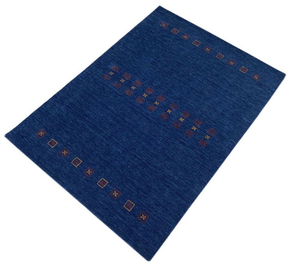 Blau Gabbeh Wohnzimmer Teppich 100% Wolle 170x240 cm Orient Handgewebt W5