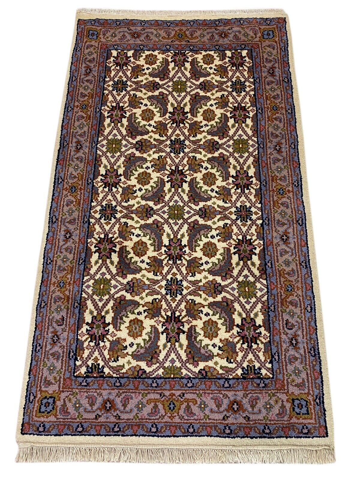 Beige Teppich Wolle Handgeknüpft Orientteppich 100% Schurwolle 90X160 cm D9