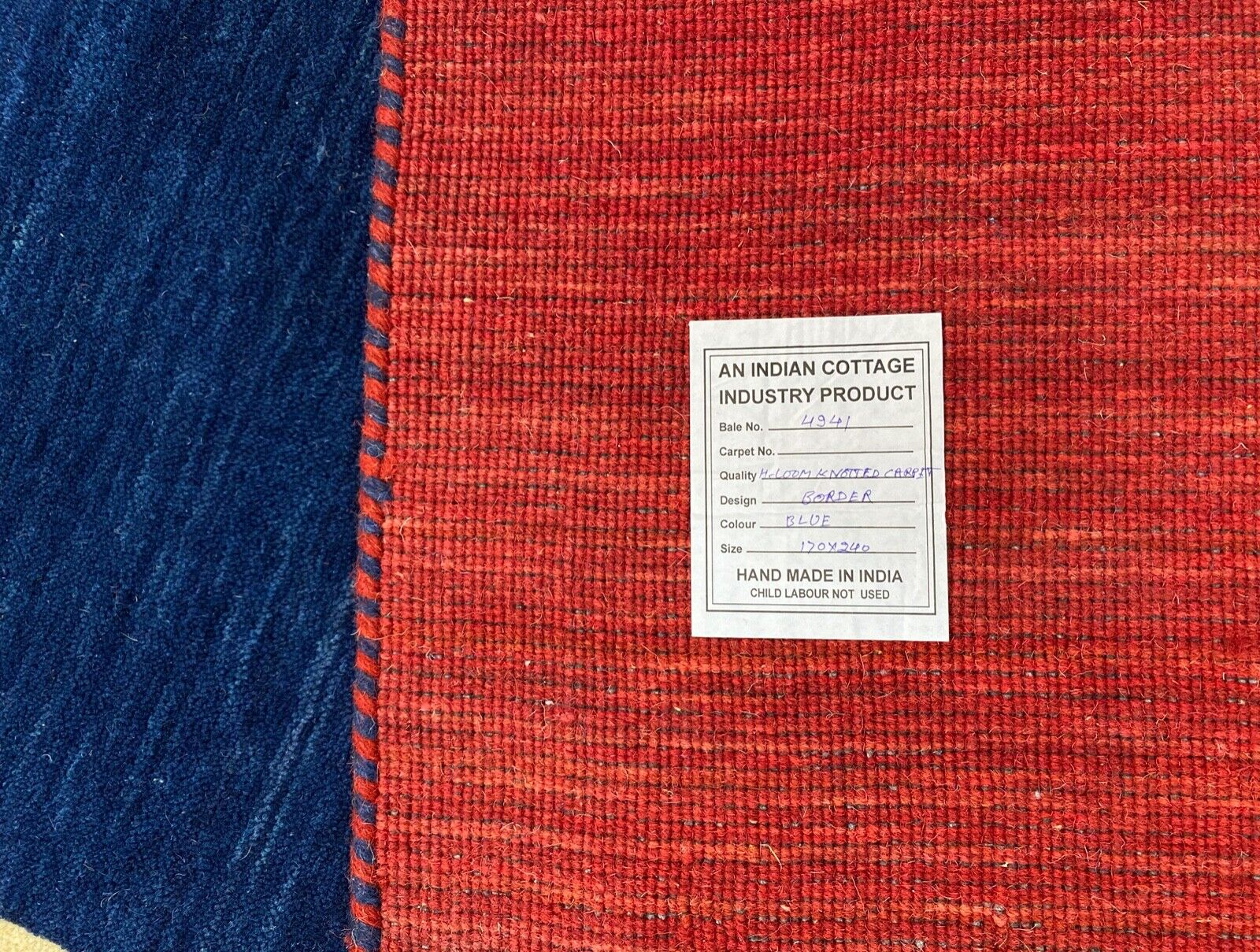 Blau Gabbeh 100% Wolle Orientteppich 170x240 cm Handgewebt loom Teppich