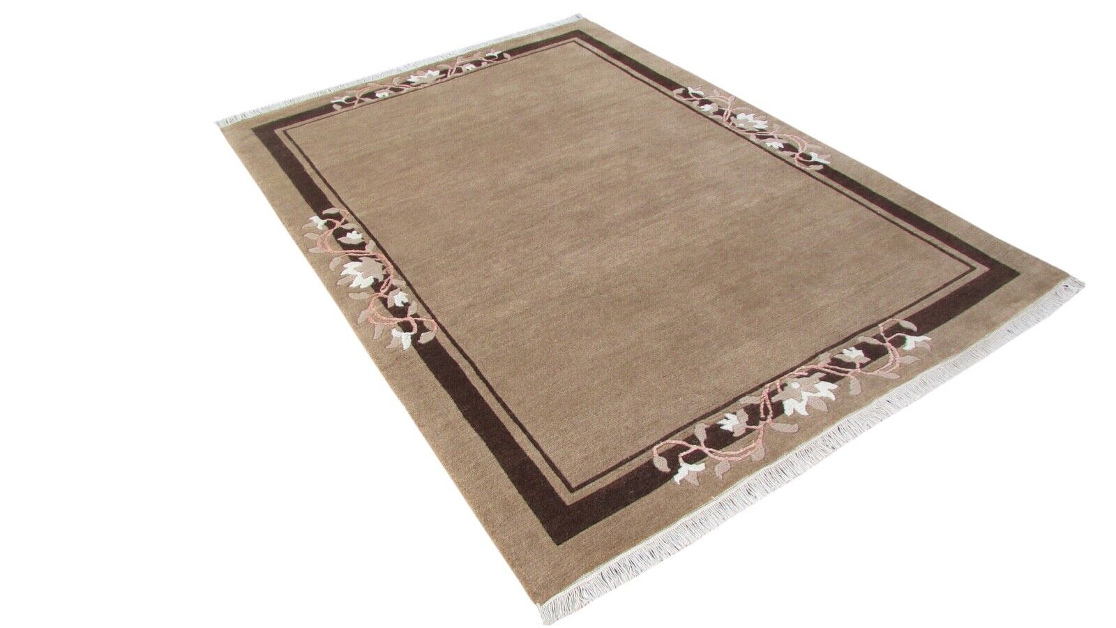Nepal Teppich Handgeknüpft Kamel beige 100% Wolle Orientteppich 159x219 cm N-92