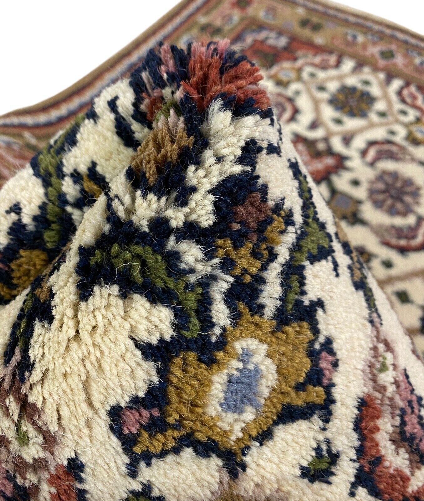 Beige Braun Teppich 100% Wolle Handgeknüpft Orientteppich  70X140 cm D11