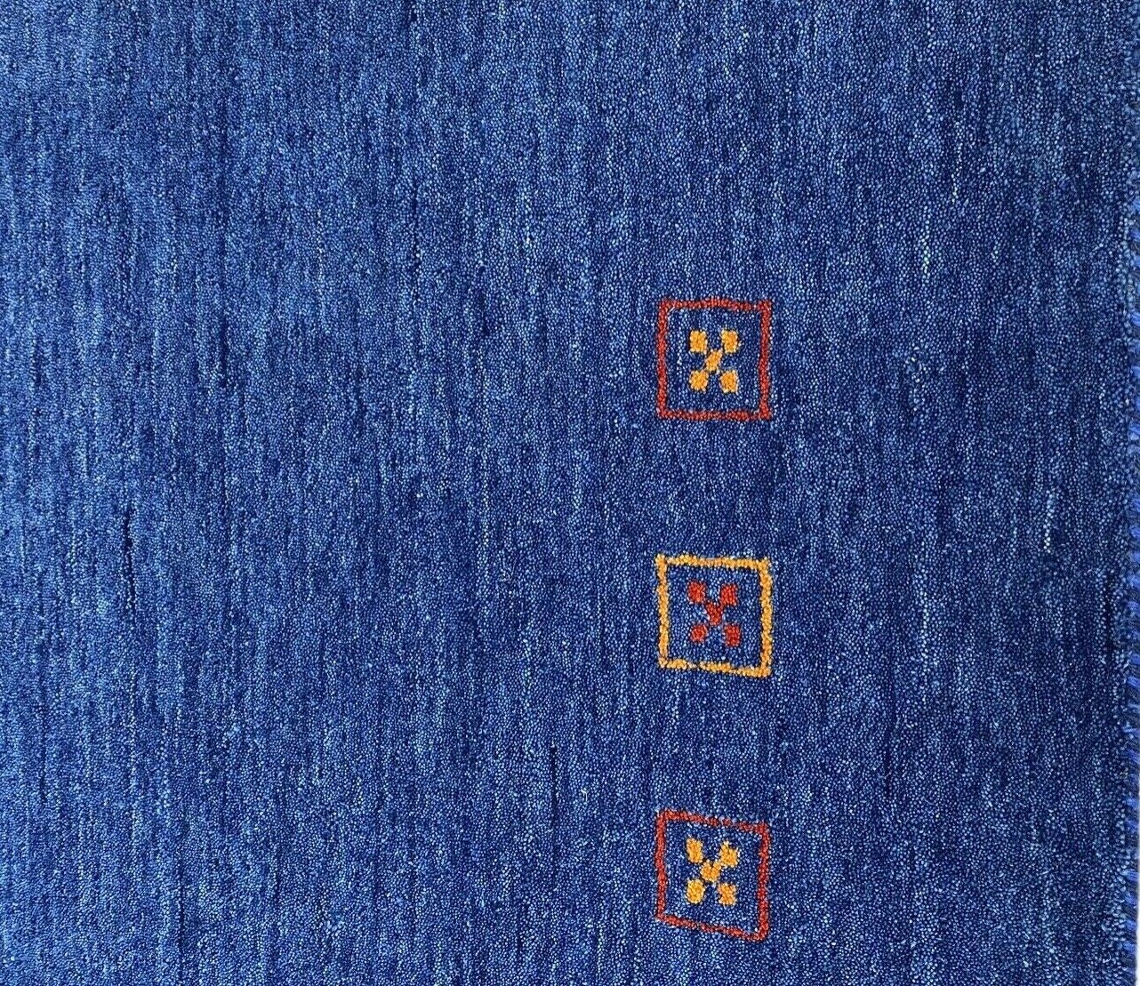Blau Gabbeh Wohnzimmer Teppich 100% Wolle 170x240 cm Orient Handgewebt W5
