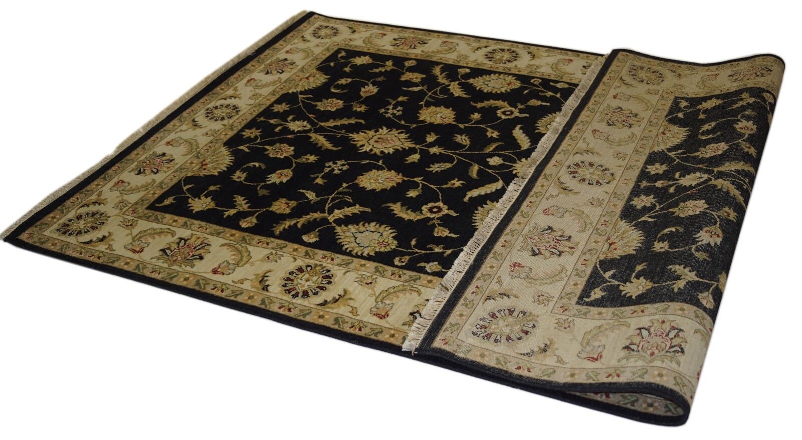 Orientteppich 100% Wolle Schwarz Teppich Chobi Ziegler 171x247 cm