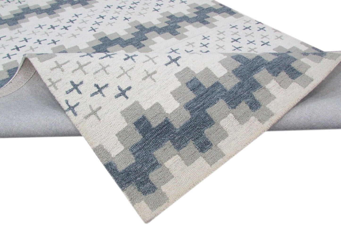 Grau Beige Teppich 100% Wolle 160X230 cm Handarbeit Handgetuftet T863