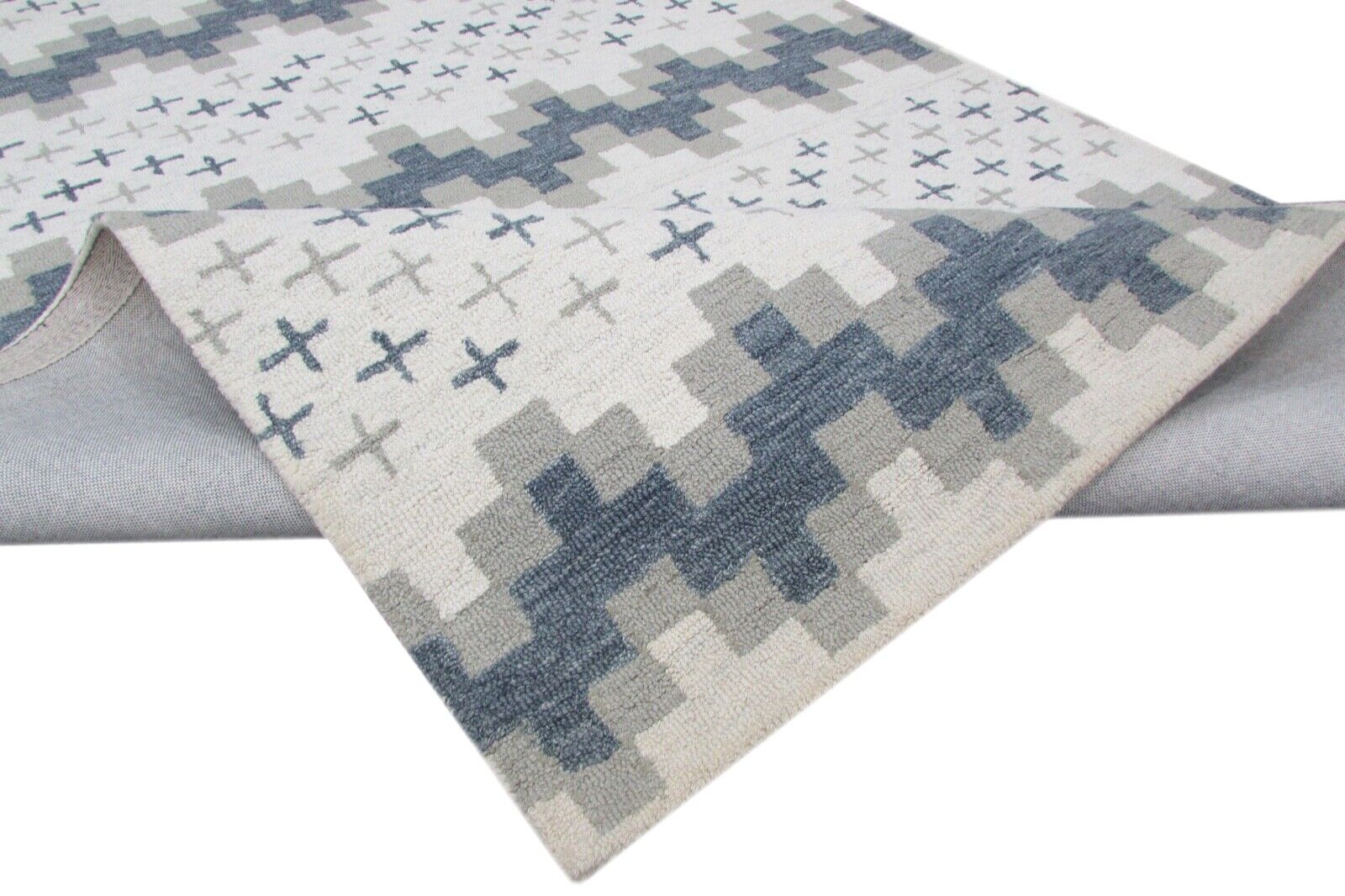 Tappeto Grigio Beige 100% Lana 160X230 cm Fatto a Mano T863